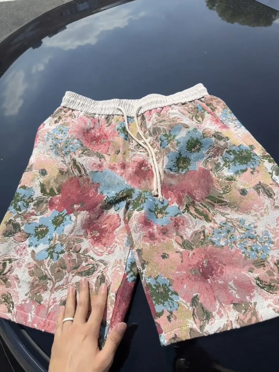 

Мужские шорты в стиле летнего пляжного отдыха с вышивкой и эффектом тай-дай, длиной до колена, спортивные, свободного кроя, со средней посадкой, прямые брюки