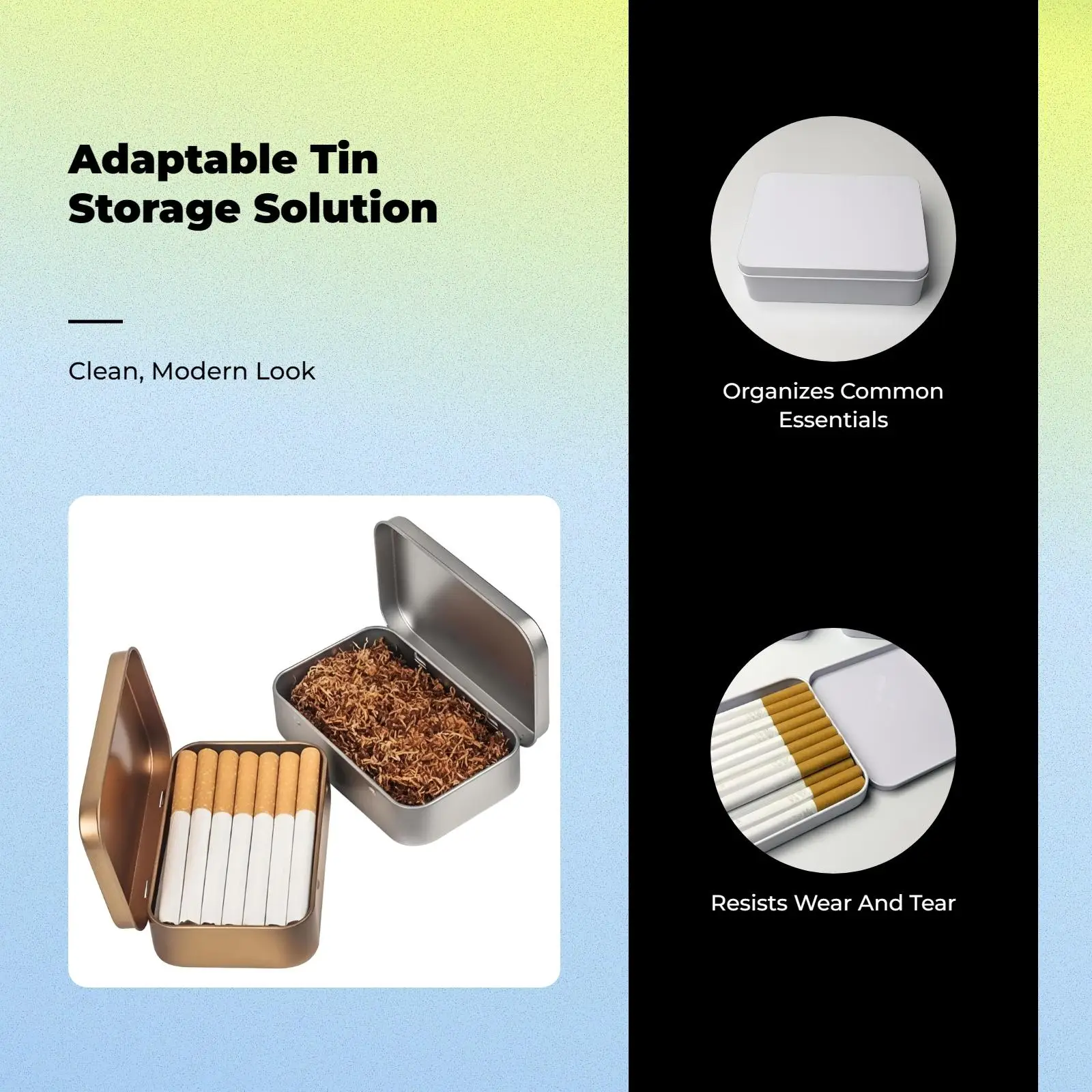 Cream Tin Metal Storage Box Secure Lid Stackable Organizer Small Container for Home Craft Office