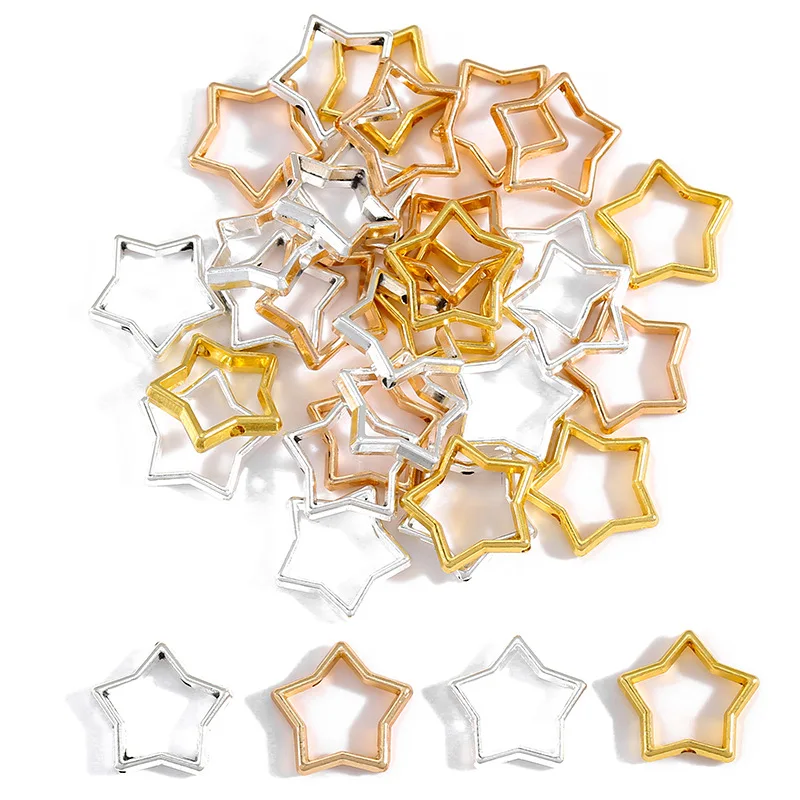 50 stks/partij Metalen Ster Bloem Frames Spacer Kralen Connector Voor DIY Oorbellen Ketting Armband Sieraden Maken Levert Accessoires