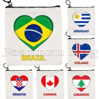 Canada Croatia Germany Haiti Iceland Uruguay Switzerland Jamaica Jordan Kuwait Lebanon Heart Flag Coin Purse Key Case Card Bag