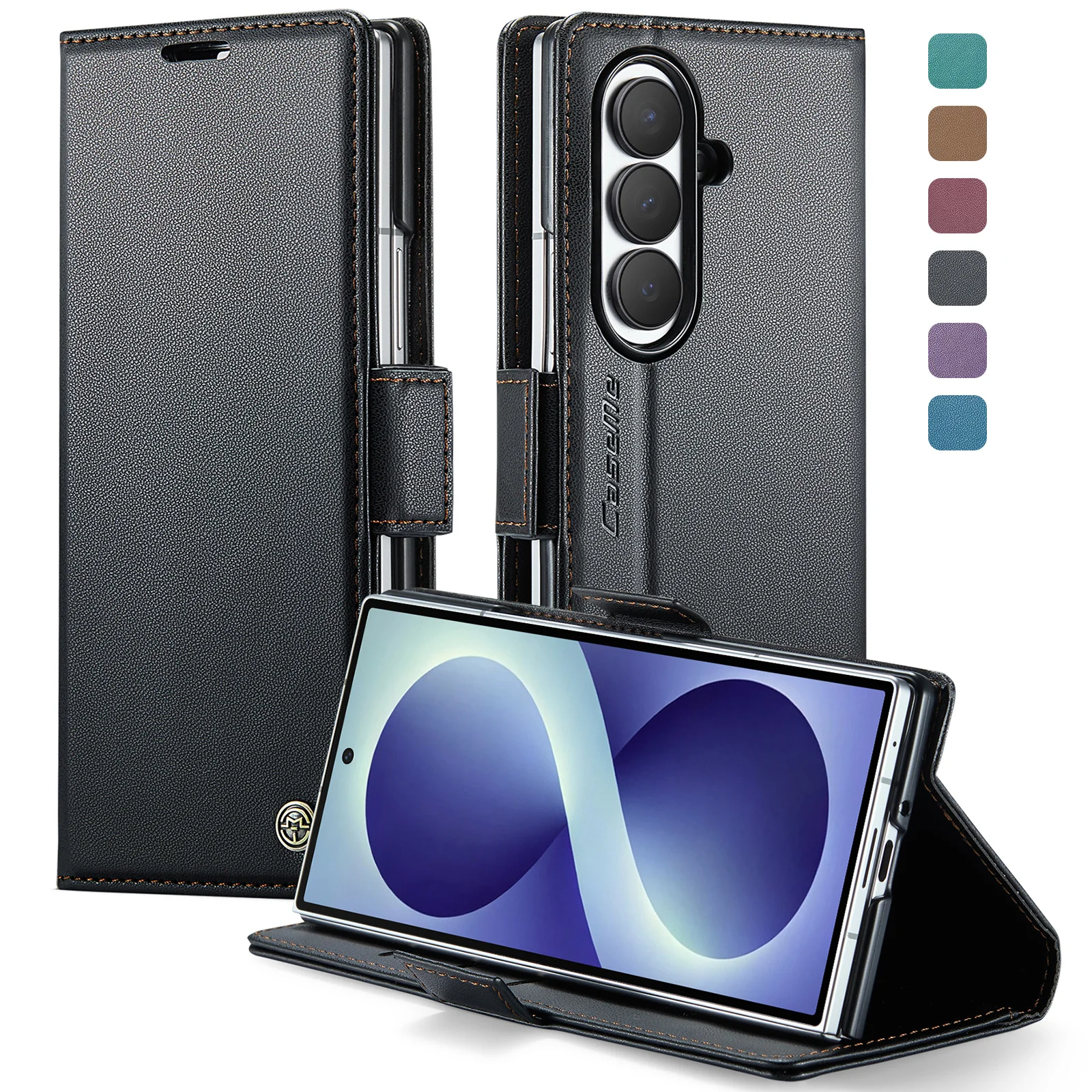 Case For Samsung Z Fold 8 Ultra 8 7 6 5 4G 5G 2026 Leather Kickstand Card Holder Pocket Stand Flip Magnetic Flip Full Cover