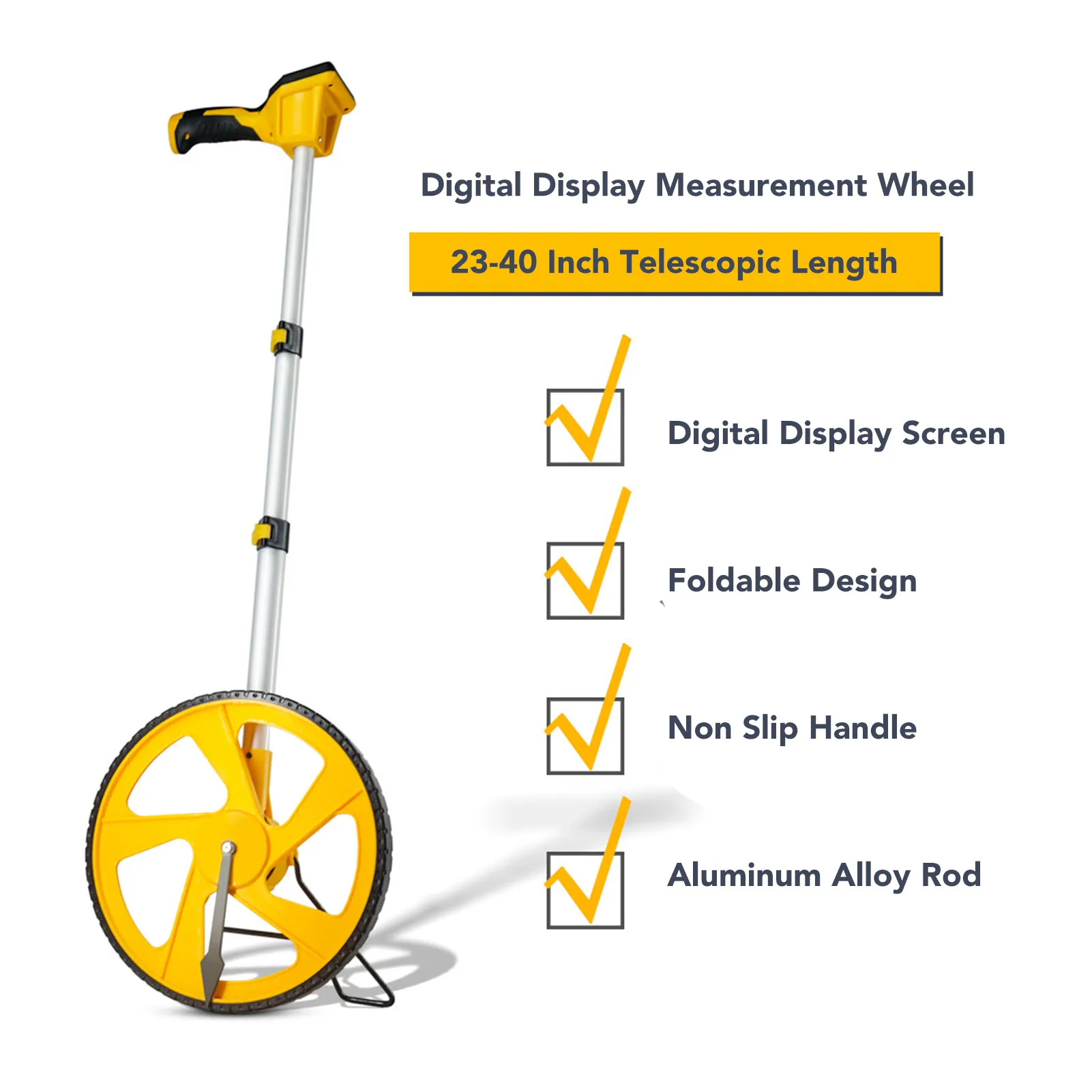 

Rolling Measurement Tool High Accuracy Maximum 100000FT/M Hold Save Clear Memory Digital Measuring Wheel for Distance Metering