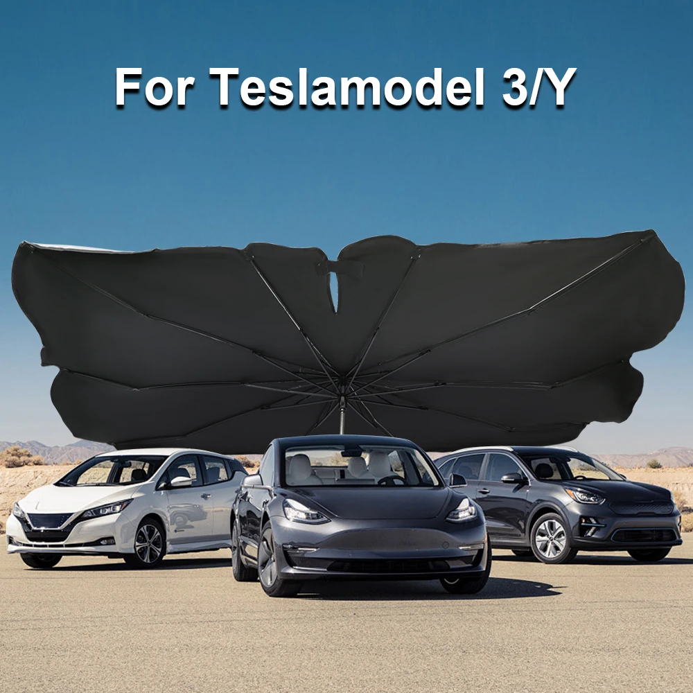 

For Tesla Model 3 Model Y Car Windshled Front Sunshades 360℃ Rotate Car UV Cover Sunshade 2024 Car Accessories Sun Visor