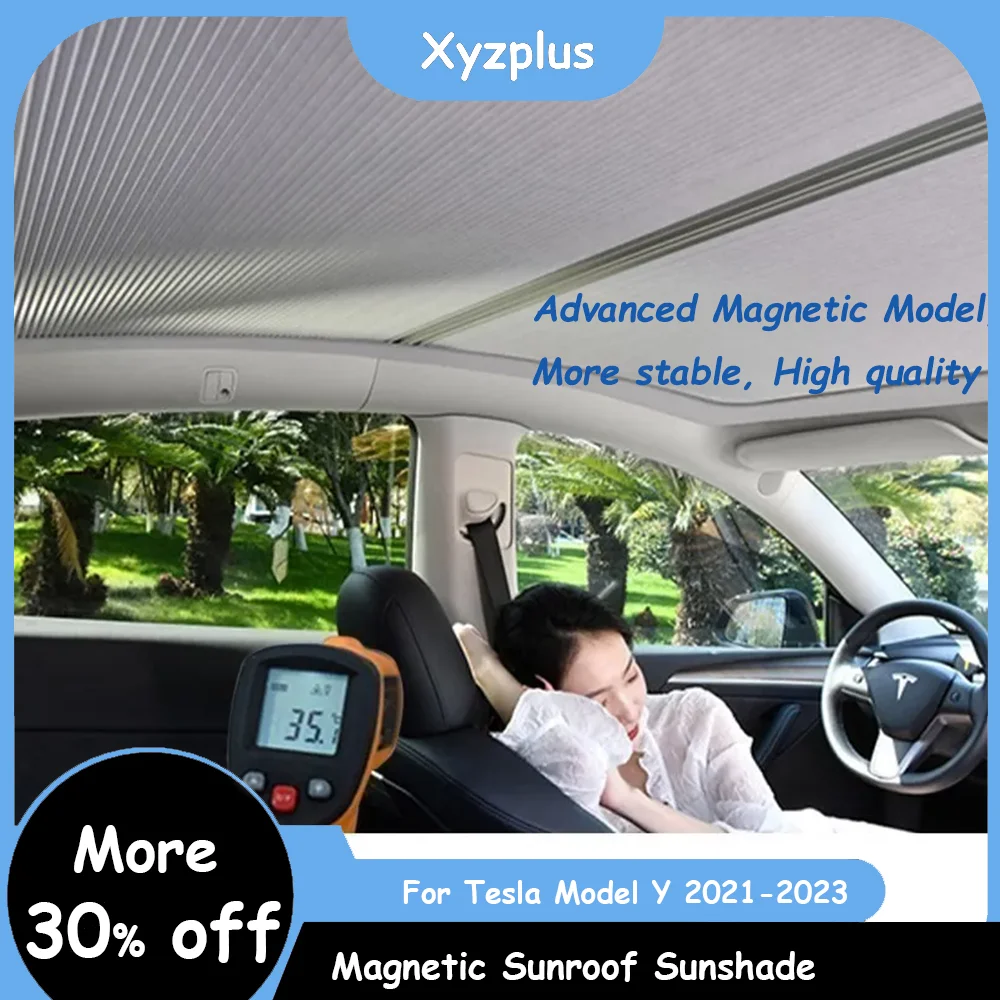 For Tesla Model Y 2023 Magnetic Sunshade Sunroof Model y 2022 Retractable Sunshade Sun Visor Cooling Cover Interior Modification