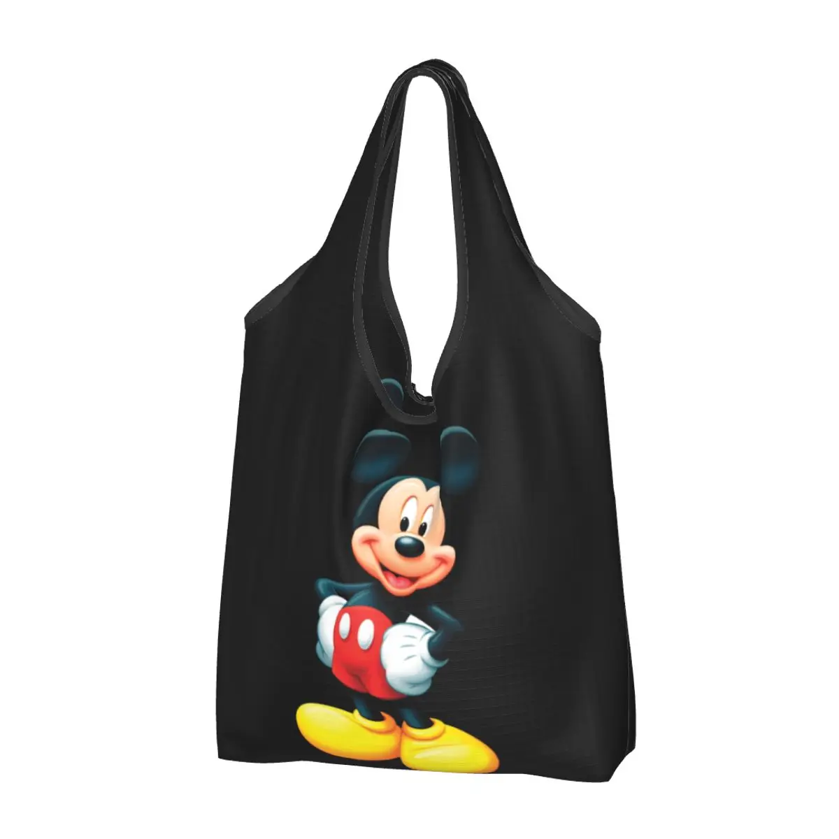 

Custom Mickey Mouse Minnie Groceries Shopping Bag Funny Shopper Shoulder Tote Bag Large Capacity Portable Cartoon Handbag