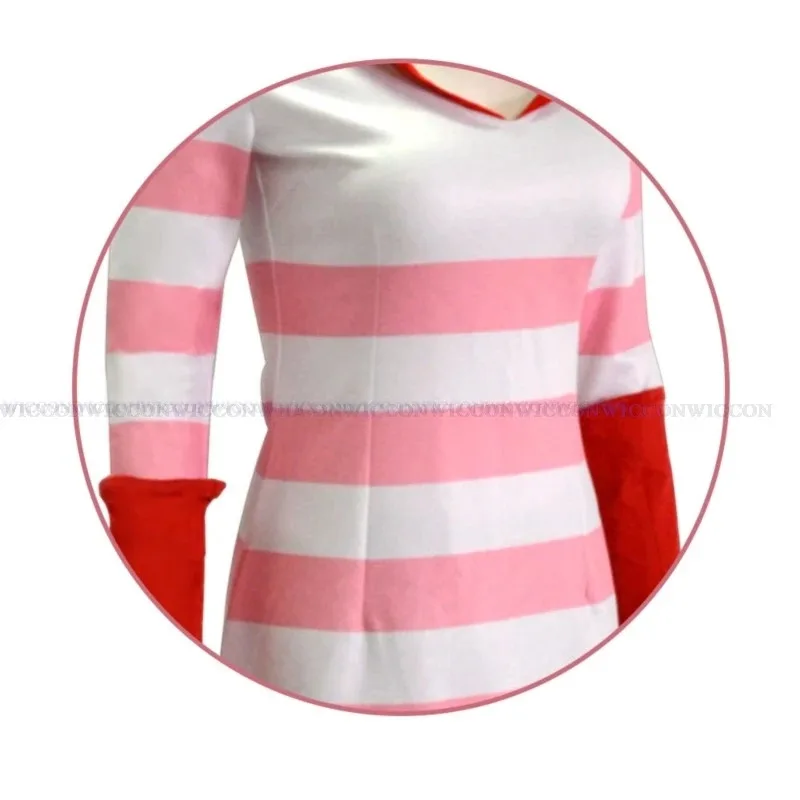 Anime Hazbin Cosplay Hotel Costume Uniform Cosplay Angel Dust Sexy Dress Red White Stripes Woman Kids Halloween Party Cosplay