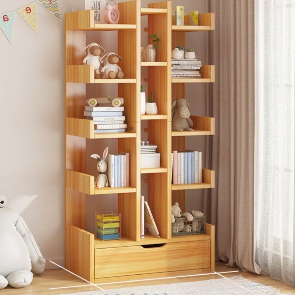 Floor Standing Bookshelf Multi Layer Large Capacity Partitioned Storage Rack Strong Load-bearing Capacity Home Display Cabinet