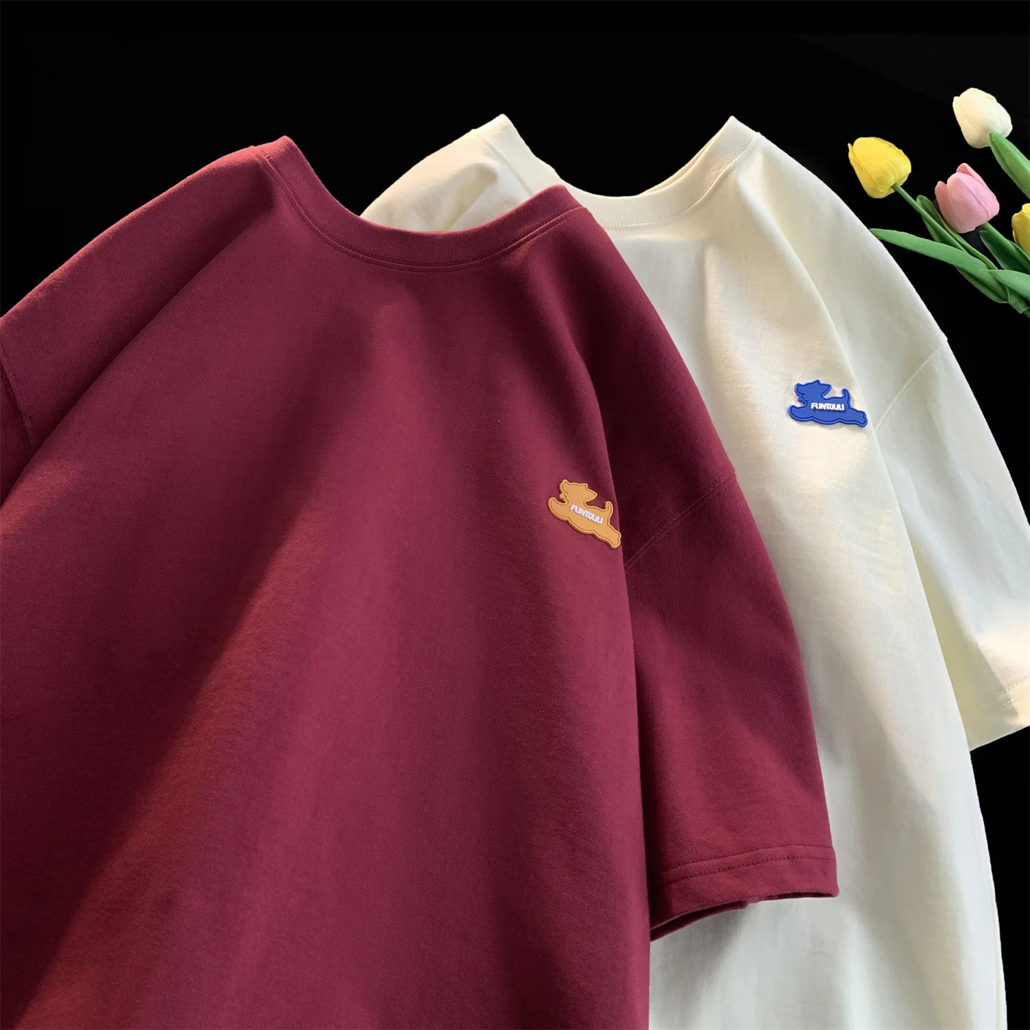 

Мужская футболка из чистого хлопка, летняя, легкая, с коротким рукавом, свободного кроя, красная, плотная, дышащая, с круглым вырезом