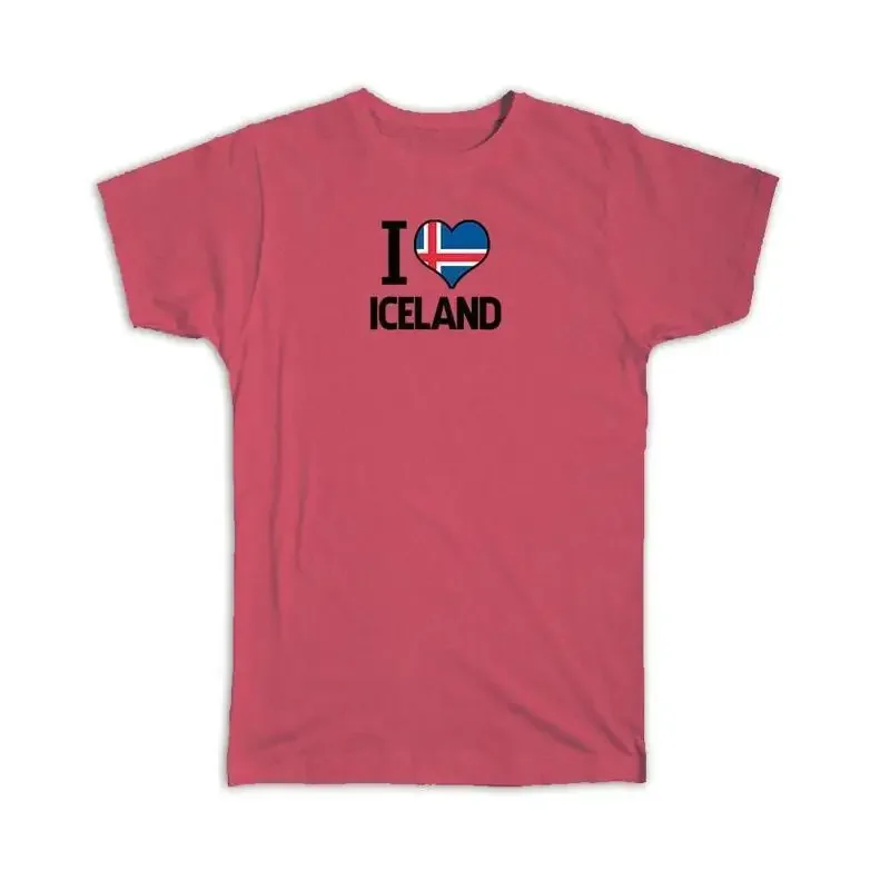 I Love Iceland Flag Heart Country Crest Icelandic Expat T shirt