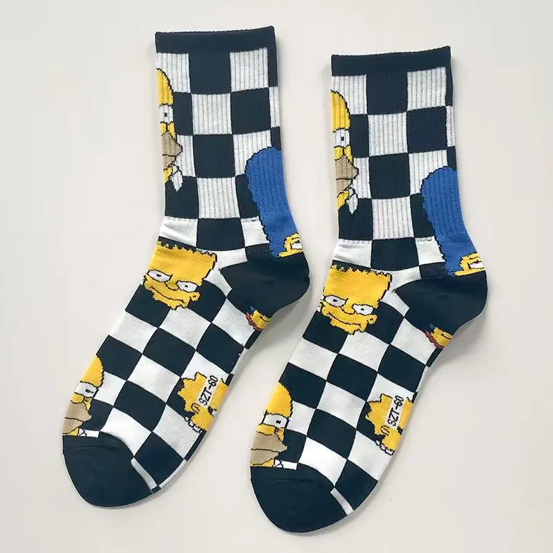 Cartoon Printed Mid Length Socks Anime Luffy Casual Sports Cotton Socks Pikachus Unisex Warm Long Socks