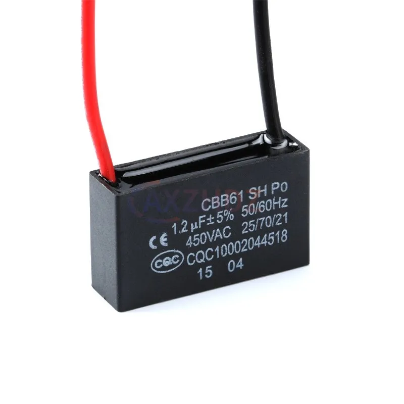 CBB61 condensateur 450vac condensateur de démarrage de ventilateur 450V condensateurs de ventilateur 1UF/1.2UF/1.5UF/2UF/2.5UF/3UF/4UF/5UF/6UF/10UF
