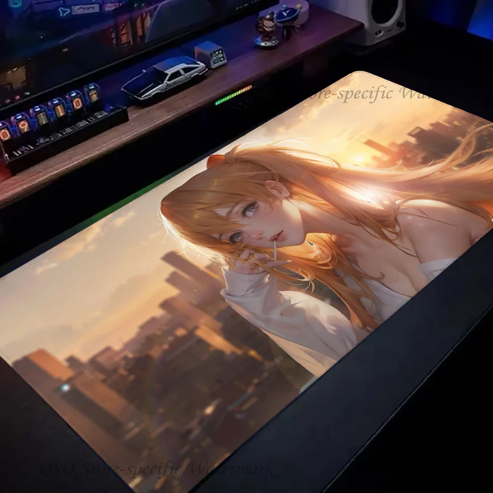 E-EVA Soryu Asuka Langley Mousepad Mouse Mat Desk Mat With Pad Gaming Accessories Prime Gaming XXL Keyboard Pad Padding Mat