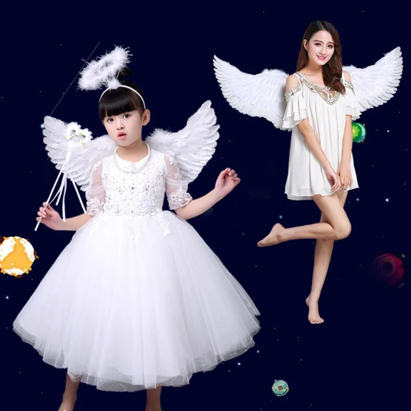 Q0KE Angel Wing สำหรับเด็ก Angel เครื่องแต่งกายผู้ใหญ่สำหรับ Halloween, Christmas Eve Party ตกแต่ง Props ฉากปาร์ตี้ปีใหม่