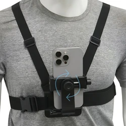 Adjustable 360 Rotation Phone Clip Holder With Chest Strap Bracket for Mobile Smartphone Action Camera Accessory