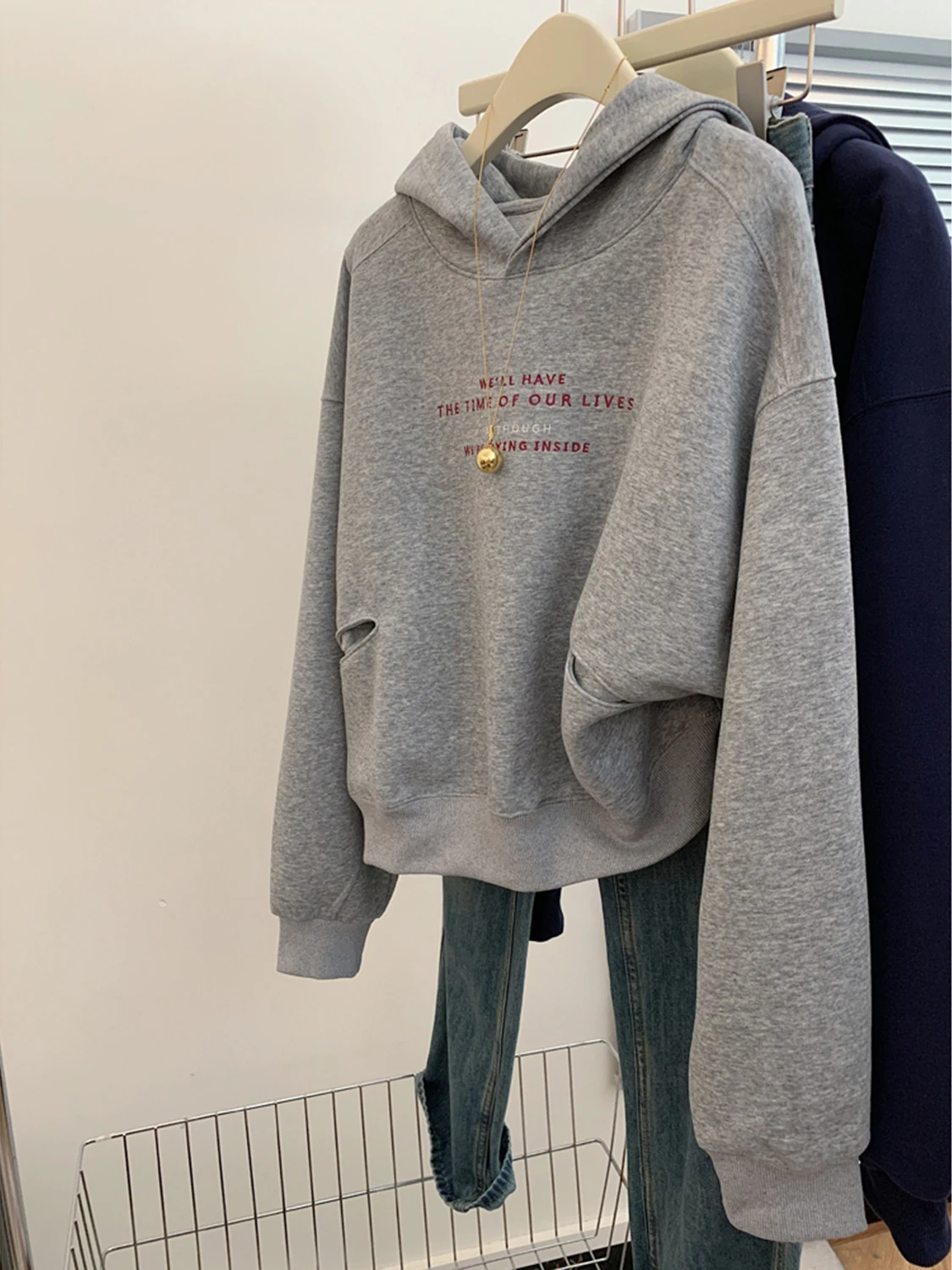 

Корейская повседневная толстовка с капюшоном для глаз, женская свободная толстовка с длинной подкладкой Sve Fce, верхняя одежда для маленького роста, осень-зима, новинка A...