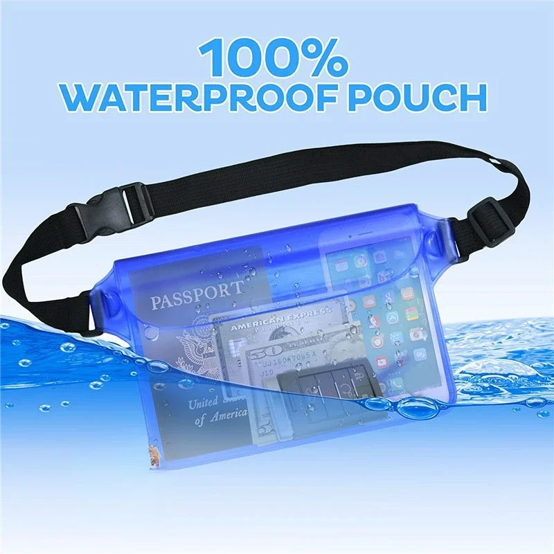 3 Layers Waterproof Sealing Drift Diving Swimming Waist Bag Skiing Snowboard Underwater Dry Shoulder Bag for Phone Fanny Pack