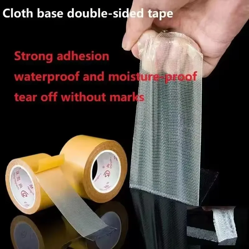 Super Strong Fixation Double Sided Tape Heavy Duty Translucent Mesh Waterproof Traceless Powerful Grid Carpet Adhesive Tape DIY