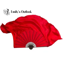 Special Black Rib Bamboo Dance Fan Real Silk Belly Dancing Fan Veil Half Circle Extra Long Show Pros 24