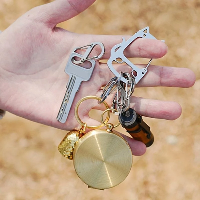 Compact Stainless Steel Keychain With A Decorative Lucky Accent for Picnics C71A