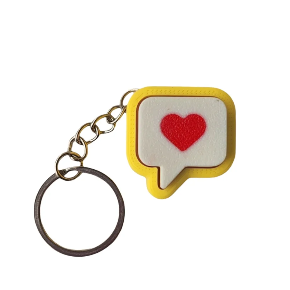 3D Printed Heart Message Fidget Clicker Keychian Yellow Stress-Relief Heart Press Button Bag Charm Plastic