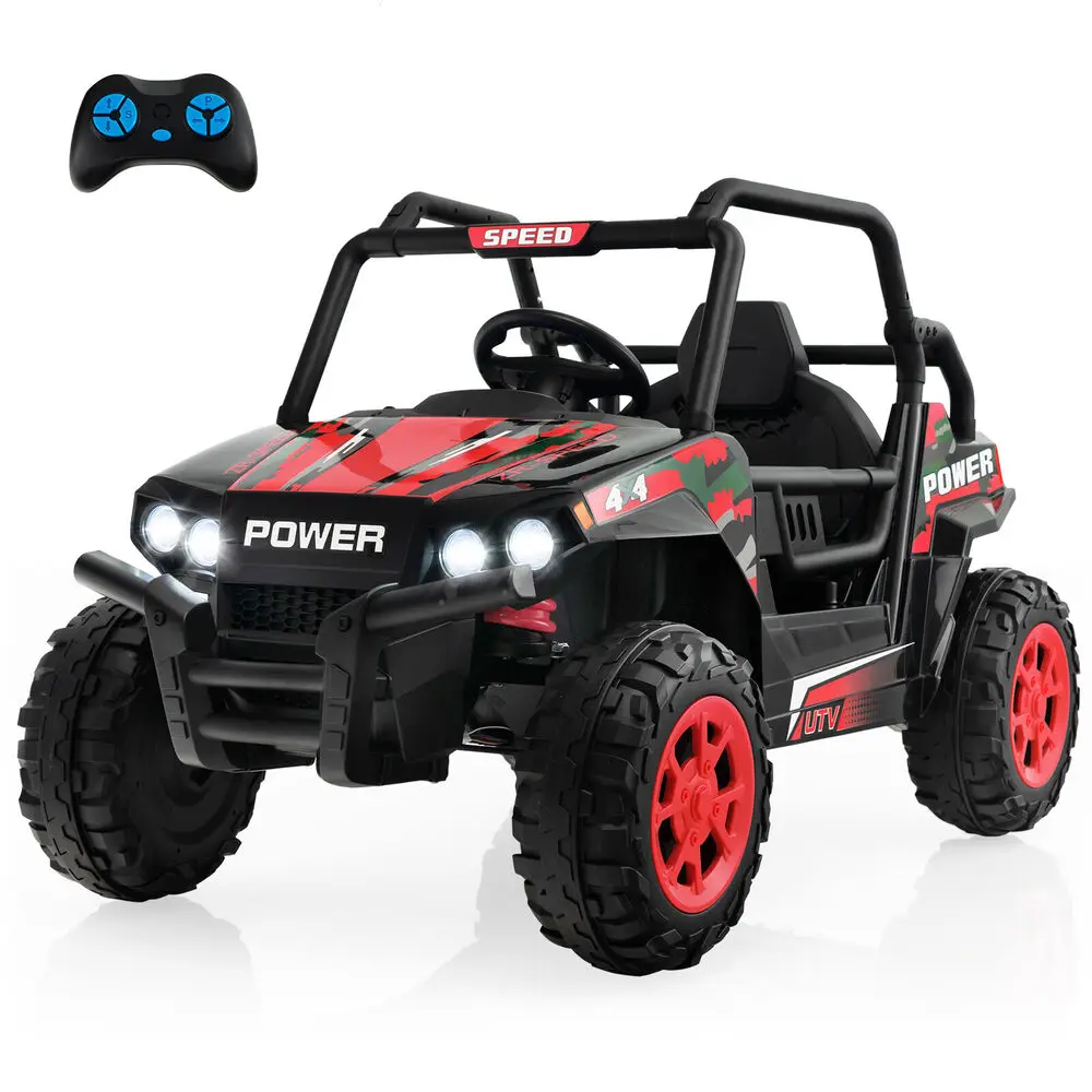 

Babyjoy 12V Kids Ride On UTV Electric Off-Road Truck Remote w/ LED Lights & Music Red