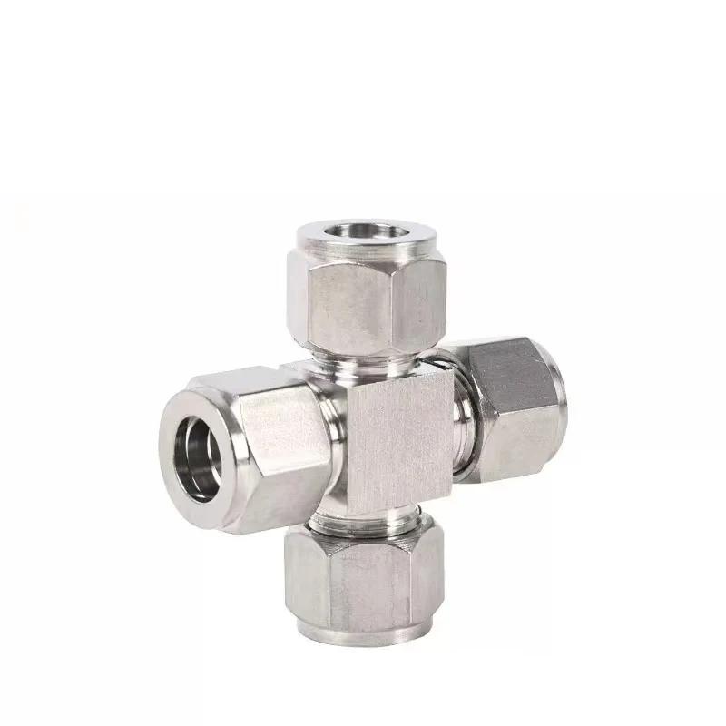 316L Stainless Steel Four-way Ferrule Connector, Cross Joint, Instrument Tube Fitting Ferrule
