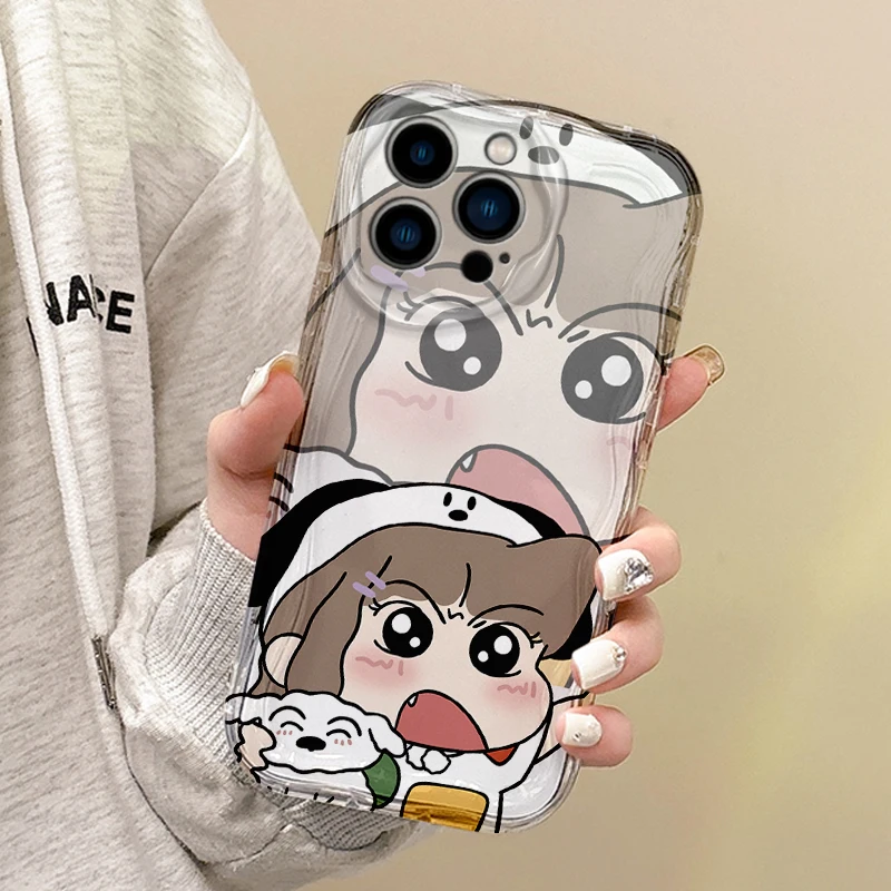 Hot C-Crayon Shin-chans Couple Phone Case For iPhone 16 Pro Max Case 15 14 13 12 11 8 7 Plus X XR XS Max Non-Slip Silicone Cover