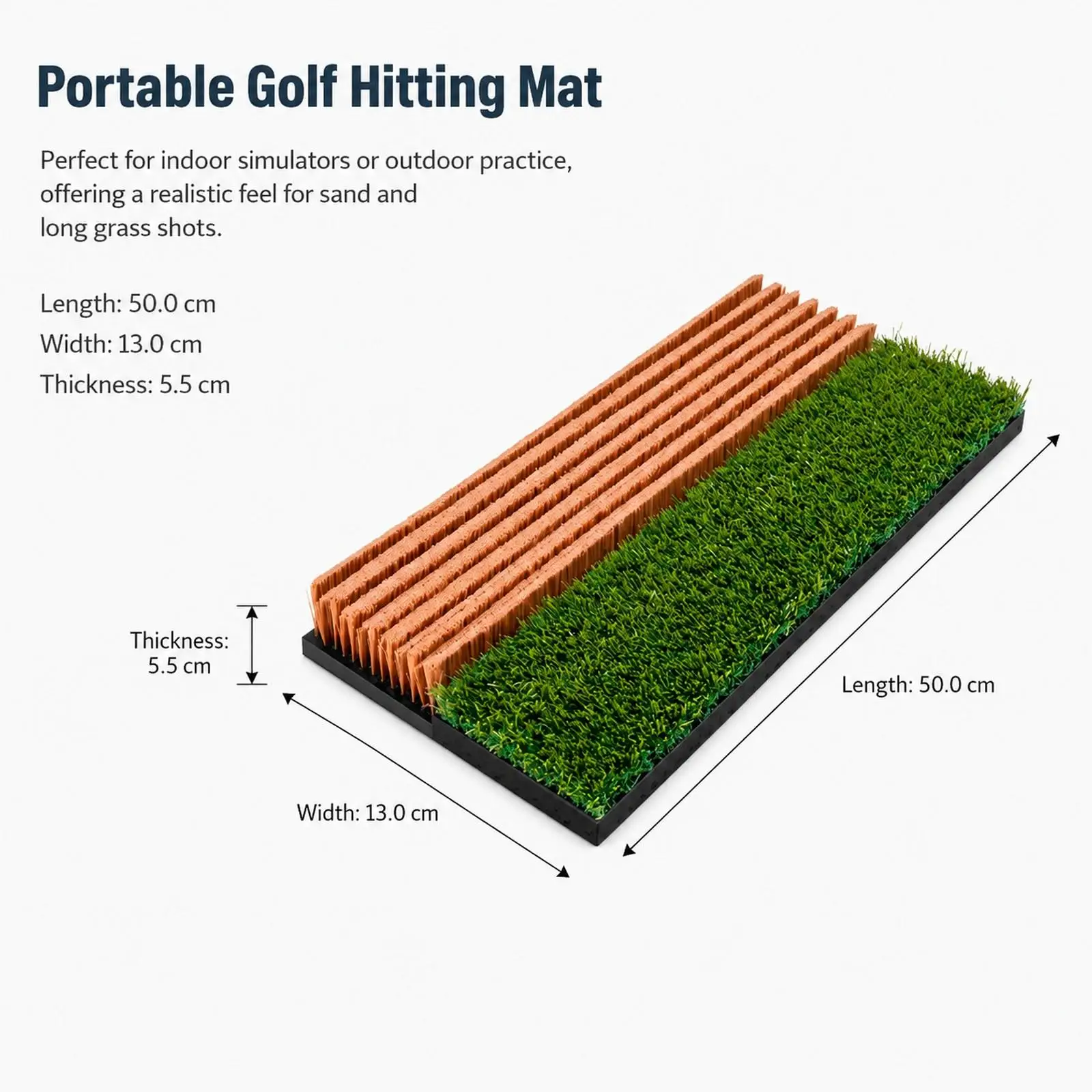 

Golf Hitting Mat Realistic Simulation Practice Turf Anti Slip Portable Artificial Grass for Sports Training