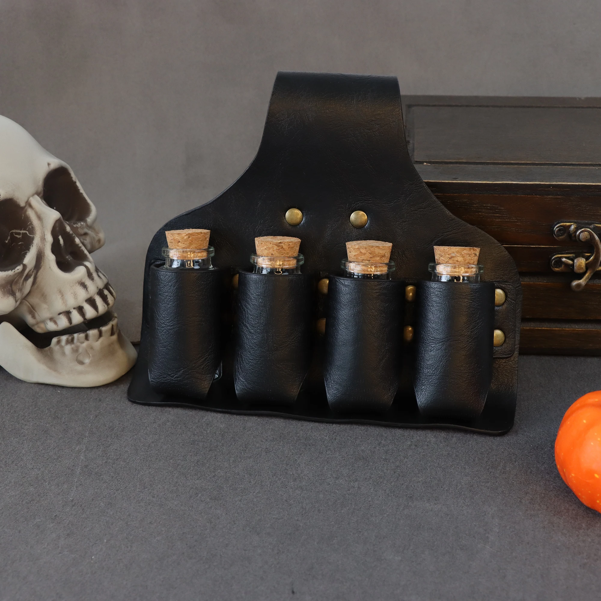 Vintage Renaissance Costume Accessories Belt Parts Potion Bottle Leather Stand Halloween Wizard Cosplay Set