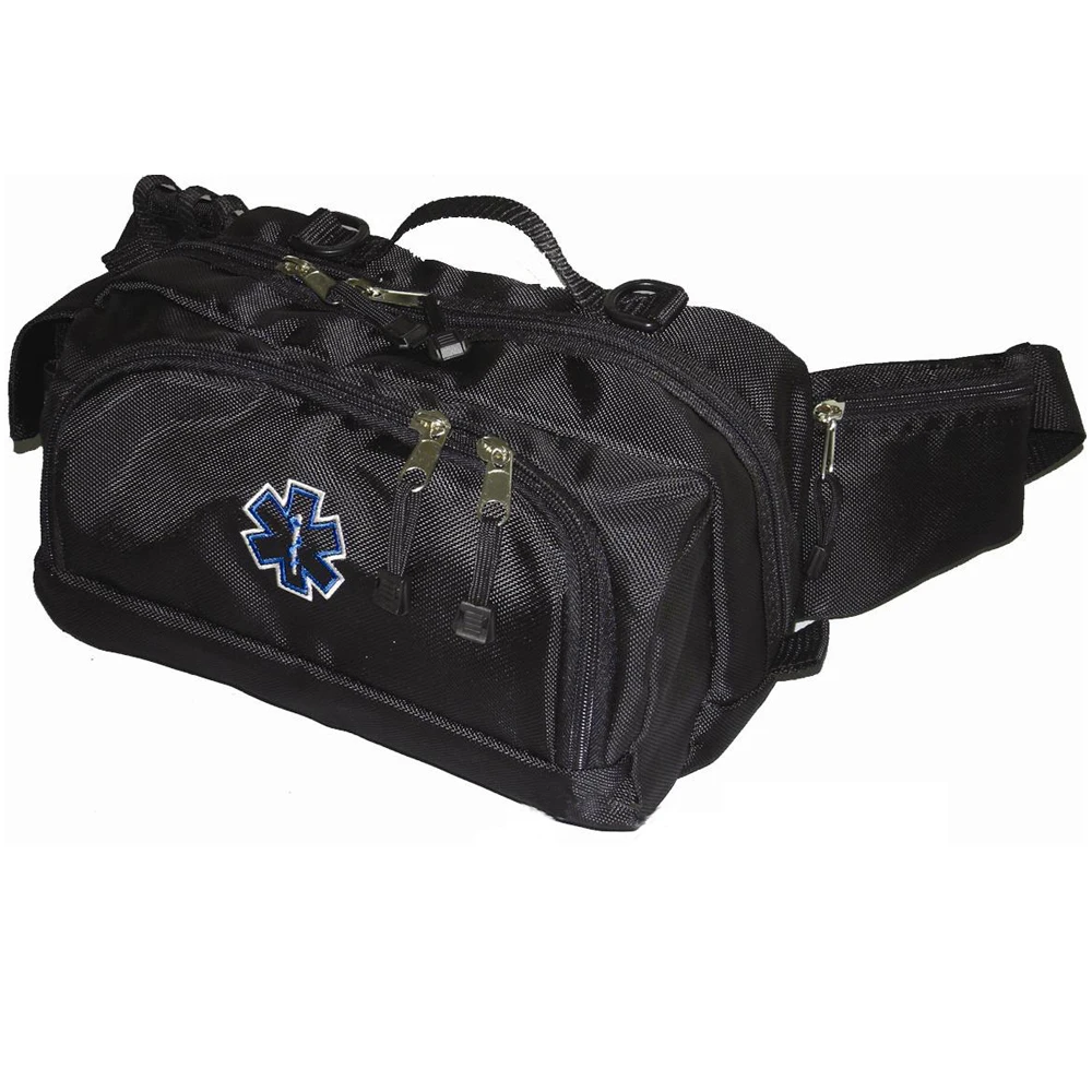 Empty First Aid Fanny Pack Kit EMS Paramedic Medical Supplies Black Waist Bag