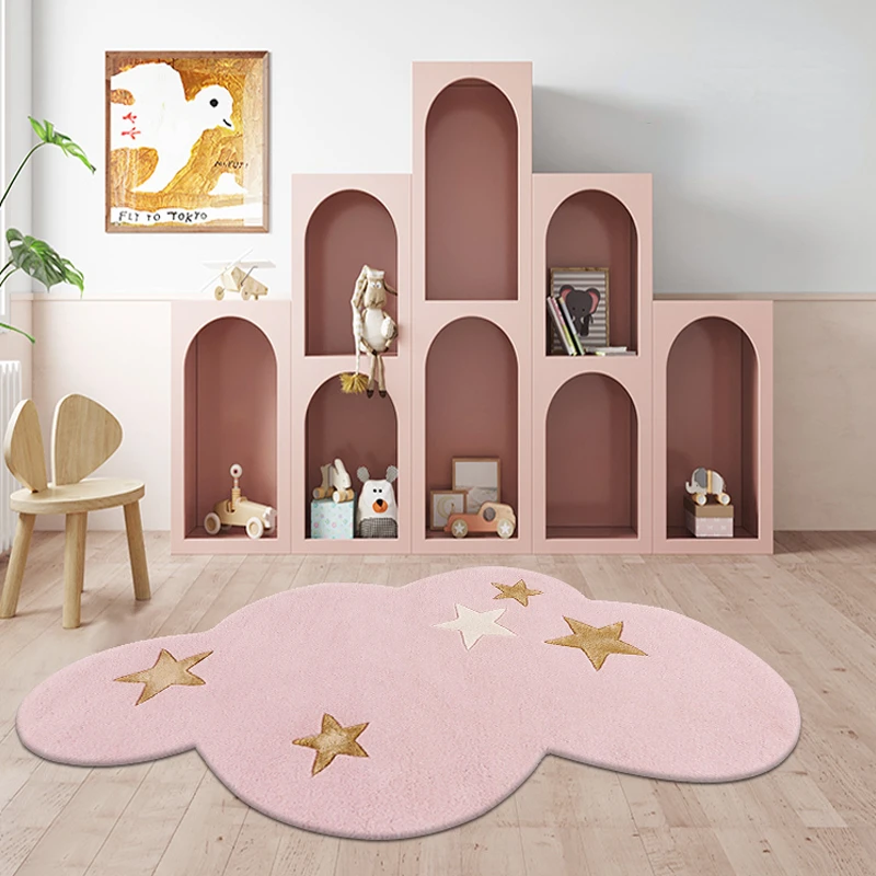 Irregular Cloud Carpet Simple Girl Bedroom Pink Plush Carpets Modern Living Room Decoration Rug Home Stufy Cloakroom Soft Rugs