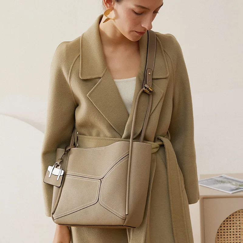 

Women Genuine Leather Handbags Textured Soft Real Cowhide Ladies Shoulder Crossbody Bag Luxury Designer Female Composite Bags