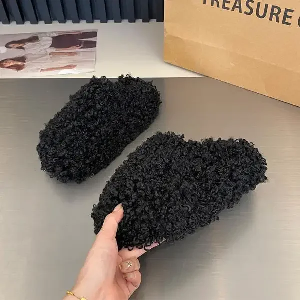 نعال قماش فاخرة للنساء 2025 غطاء تو الفراء الشرائح منصة عادية الوجه يتخبط Pantofle أحذية جديدة #6