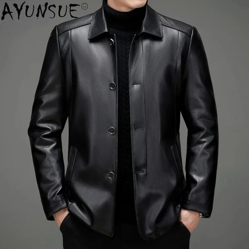 

Genuine AYUNSUE Jacket Men Second layer of sheepskin Coat Spring Autumn Mens Leather Jackets Fashion Chaquetas Hombre