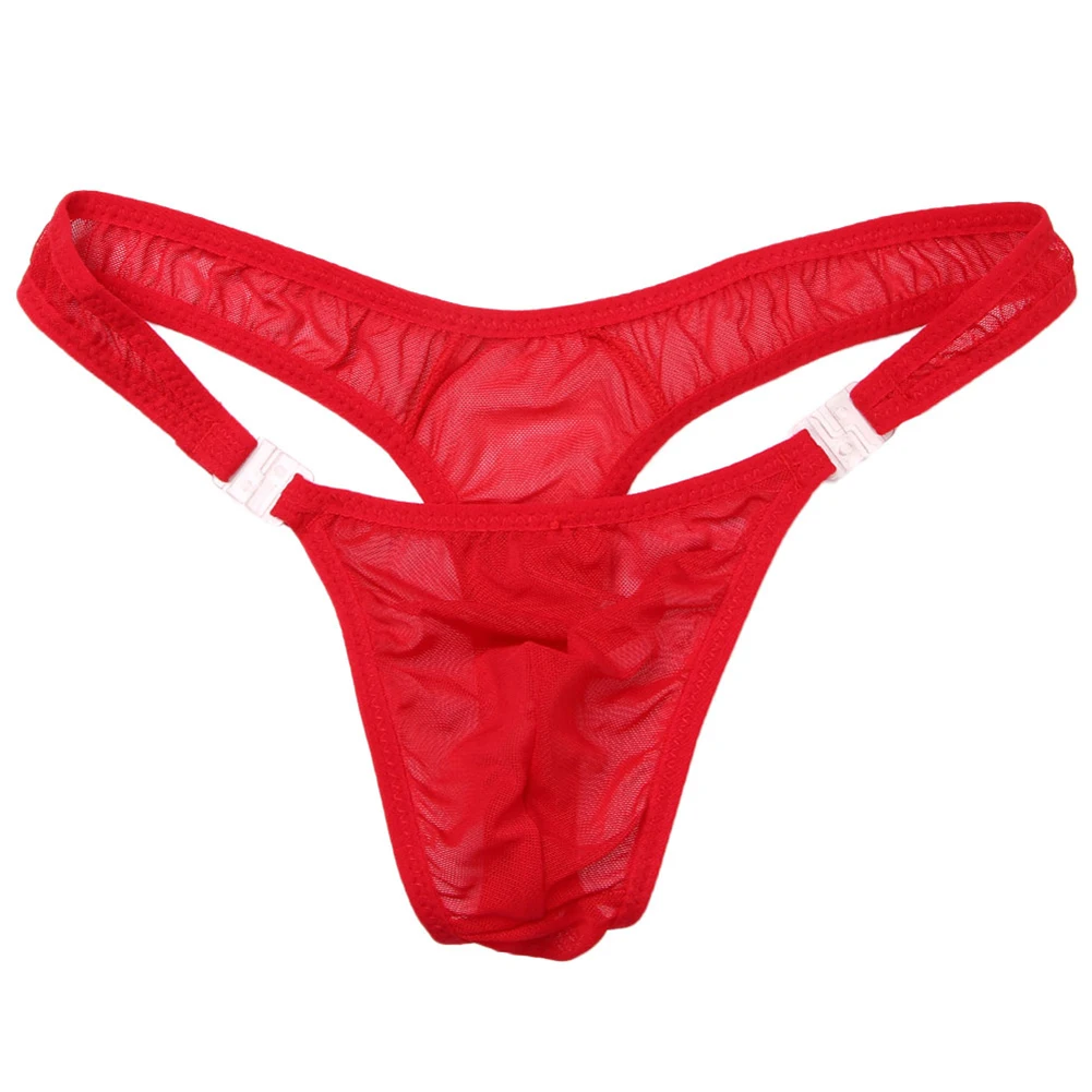 Sexy Men's Thongs Sexy Sheer Briefs Side Open G-string Shorts Pouch Low Rise Underpant Breathable Underwear
