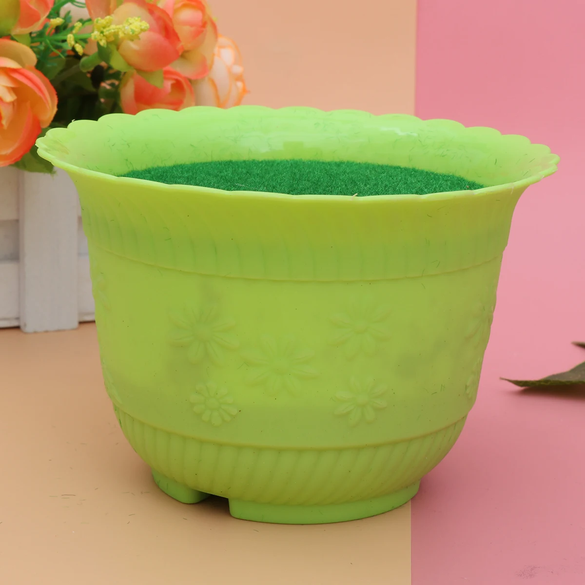 

Floral Flower Pot Mud Simulation Turf Artificial Lawn for Green Healthy Material Safe Portable Moisture for Home