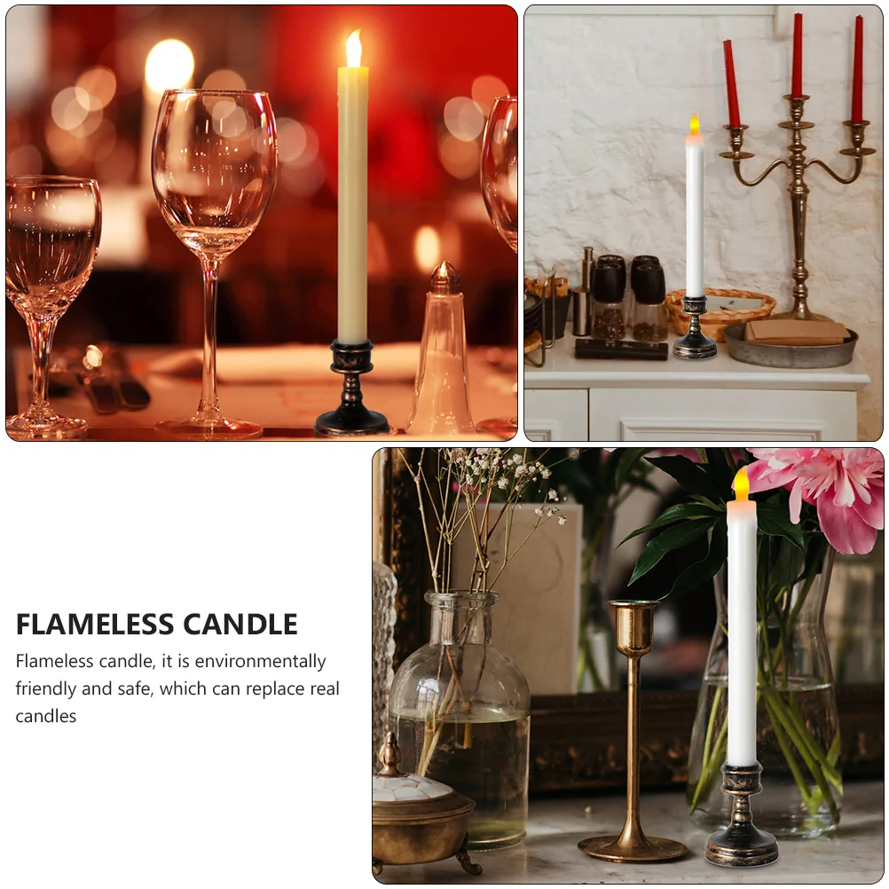 

2pcs Led Electronic Lamp Flameless Electric For Wedding Decoration Warm Light Durable Abs Material