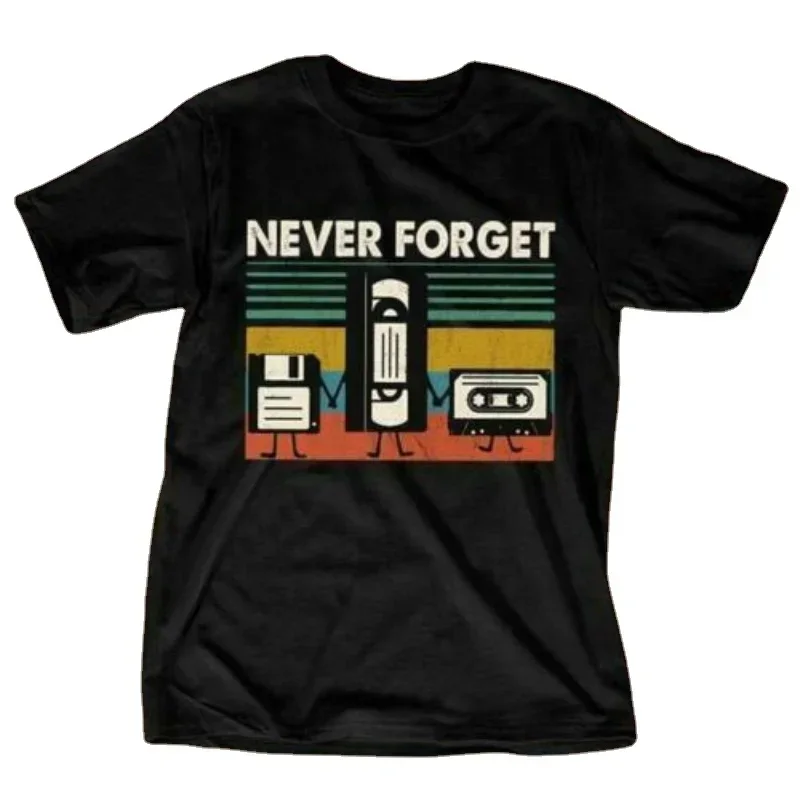 

Never Forget Vintage Cassette T Shirt. Short Sleeve 100% Cotton Casual T-shirts Loose Top Size S-3XL