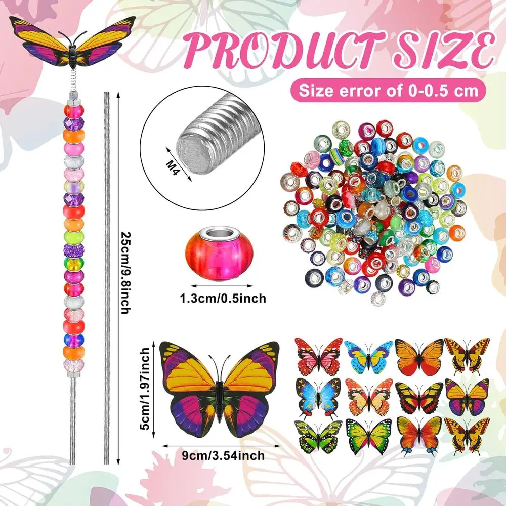 236-Piece Garden Stake Set with 12 Crystal Tops, 200 Beads, and Threaded Rods for Outdoor Decorations