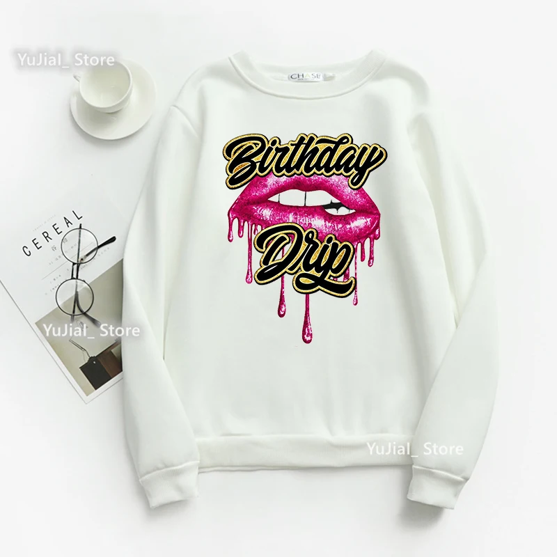 

2022 New Glitter Drip Squad Sexy Lips Grapic Print Sweatshirt Women Clothes Birthday Drip Gift Hoodie Femme Winter Spring Jumper