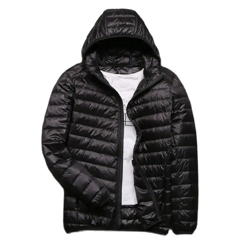 Piumino d'anatra invernale da uomo giacche con cappuccio ultraleggere parka caldo antivento portatile da uomo Plus Size 5xl 6XL