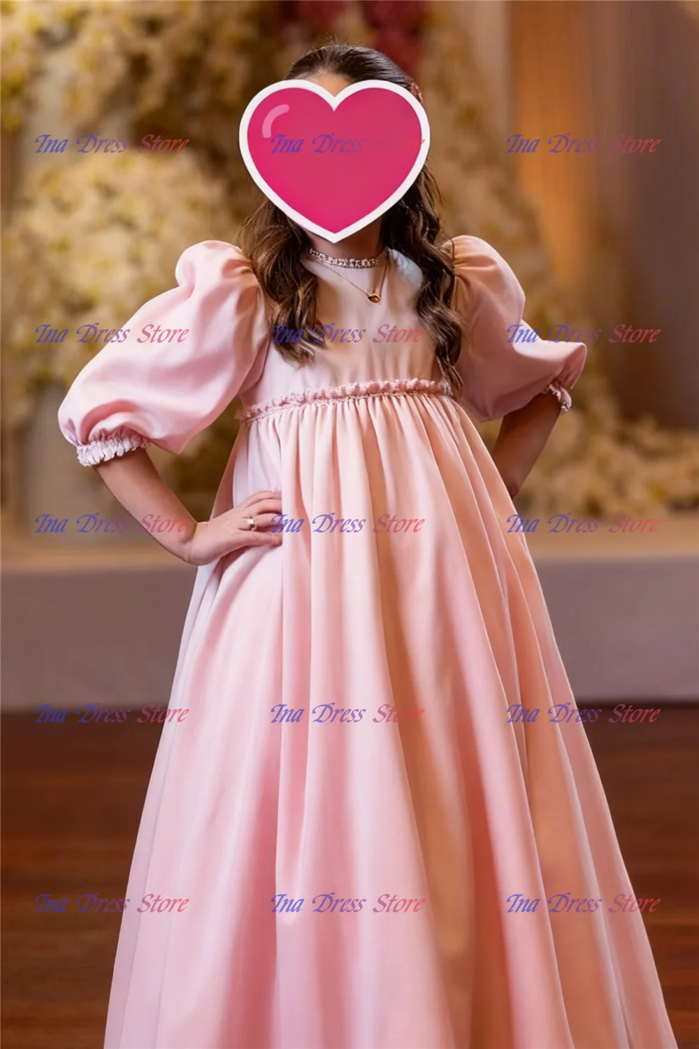 

Элегантное розовое атласное платье с цветочным узором для причастия для девочек, трапециевидное платье с аппликацией из перьев для маленькой принцессы, детские вечерние бальные платья на день рождения