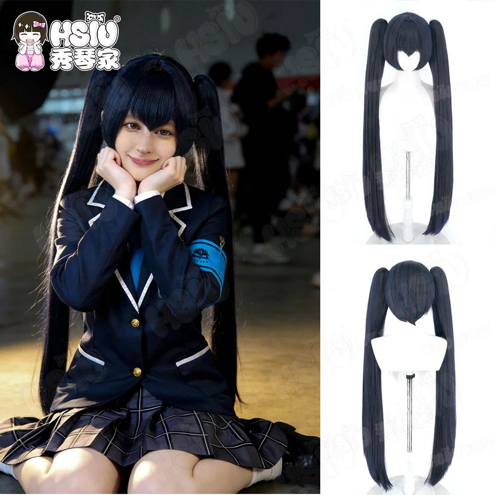 

Парик для косплея Куроми Серика, синтетический, из волокна, «HSIU», 100 см, черно-синий, длинный парик, для косплея по игре Blue Archive, Куроми Серика