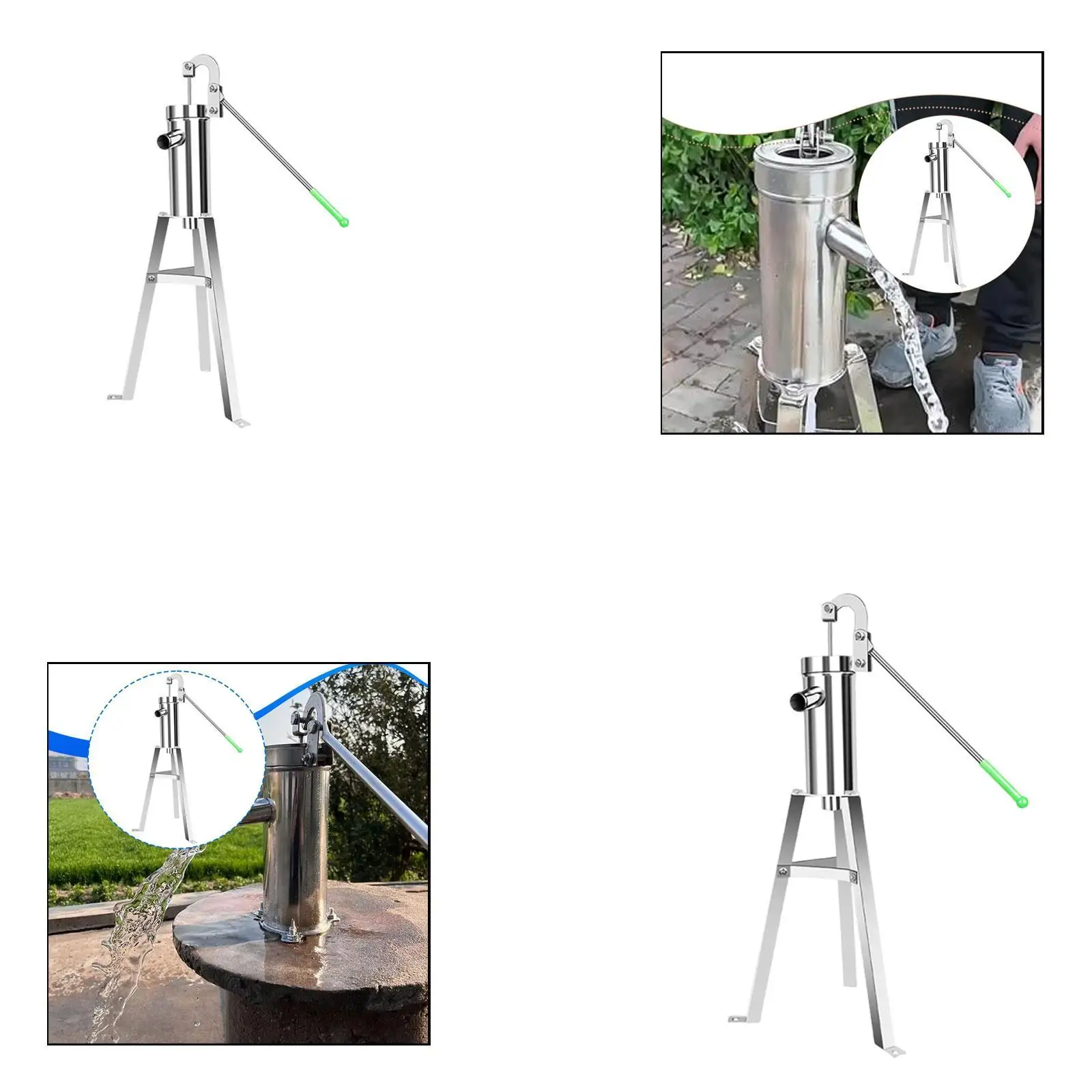 

Ручной водяной насос из нержавеющей стали с эргономичным дизайном и простой установкой для дома, сада, фермы