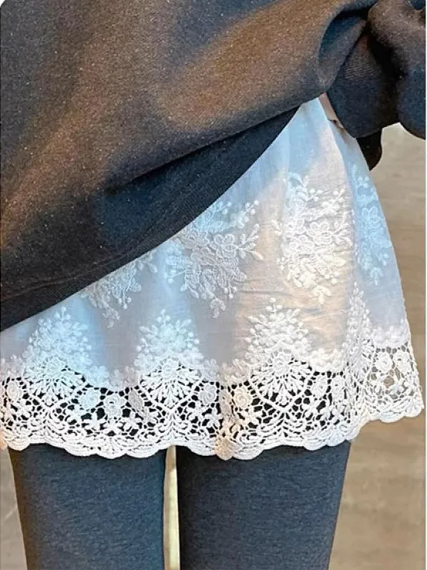 

Женская короткая юбка больших размеров с кружевными вставками, высокой талией, А-силуэта, миди, весна 2026, белая, с кружевными вставками, полудлинная