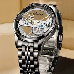 AILANG men's automatic mechanical watch sports double-sided hollow design waterproof luminous business wristwatch