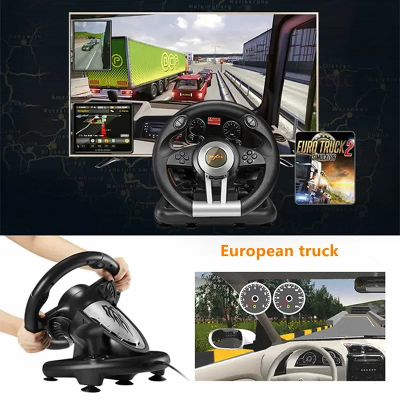 Compatible Multi Platform Game Steering Wheel Simulation Driving European Trucks PC Learning Racing Need Speed Car Simulator USB