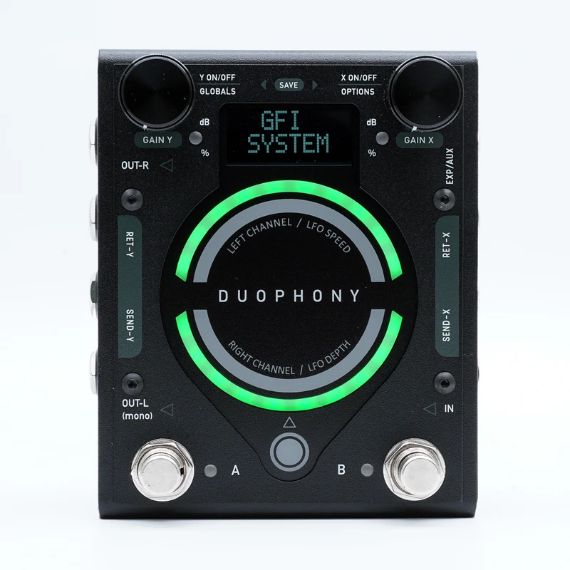 

Система GFI Дуофония Смешивание сигналов Параллельная модуляция Смешивание периферийных устройств Многофункциональный монолитный эффект