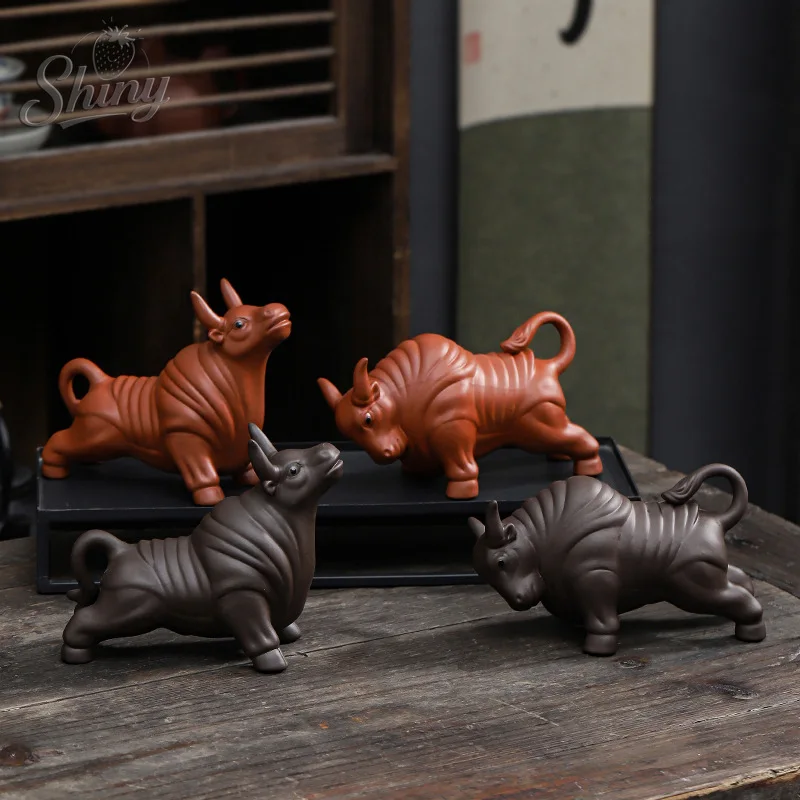 

Purple Clay Ox Tea Pet Ornament for Prosperity Zen Tea Ceremony Tea Play Decoration