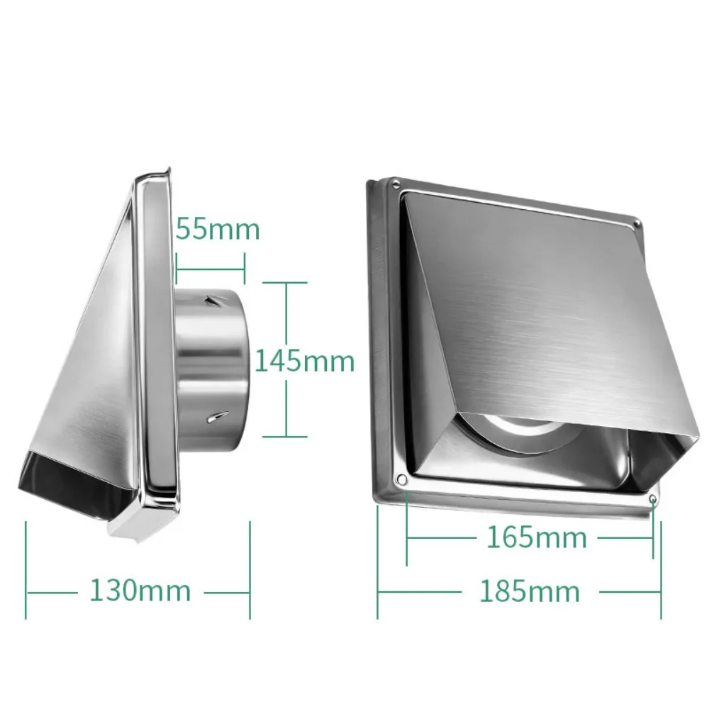 

Durable 4" 5" 6" Air Vent Stainless Steel Square Extract Valve Black/Silver Ventilator Ducting System